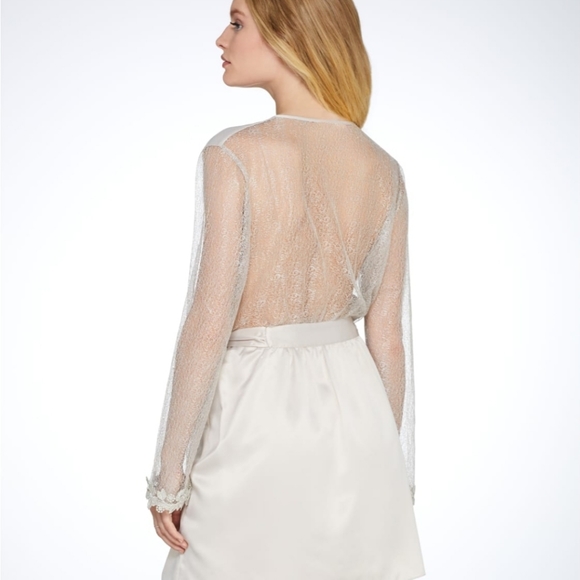 Flora Nikrooz Showstopper Charmeuse Robe Size Medium Champagne Color - Picture 3 of 9